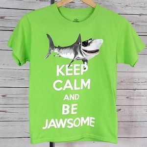2/$15 Keep Calm and Be Jawsome green shark t shirt
